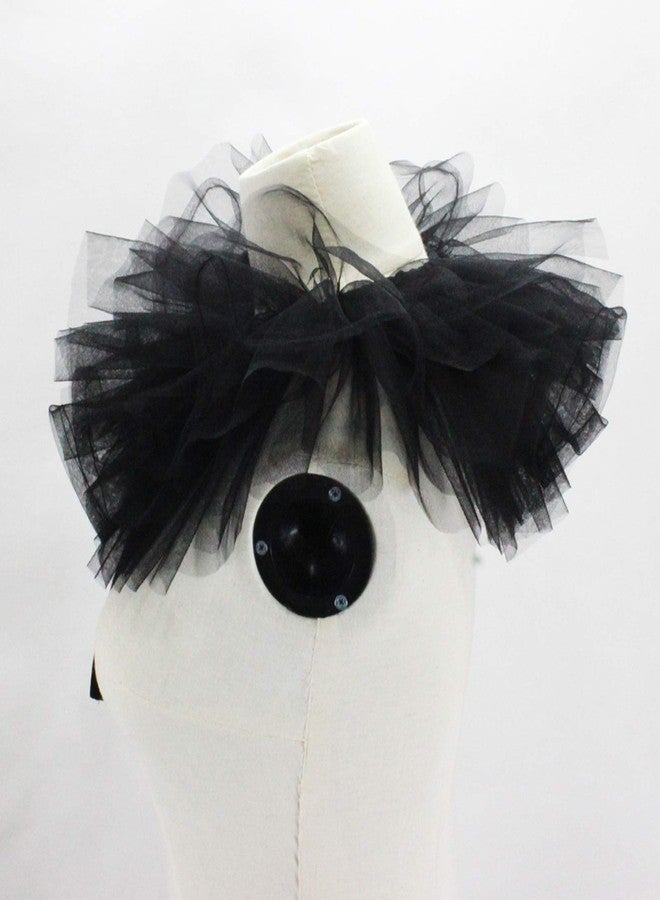 Saccgt Victorian Ruffled Mesh Fake Collar Shawl Tulle Clown Cosplay Neck Ruff Choker - Image 5